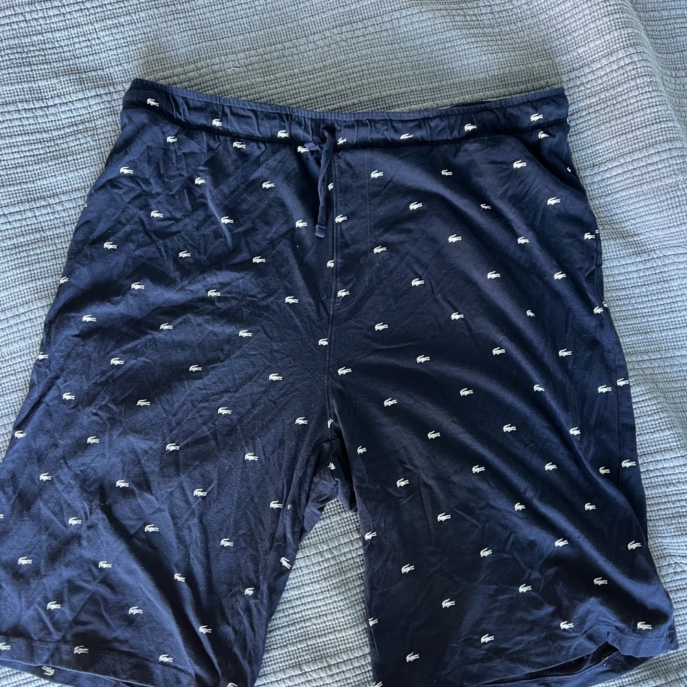 Lacoste Navy Shorts with Logo Pattern
